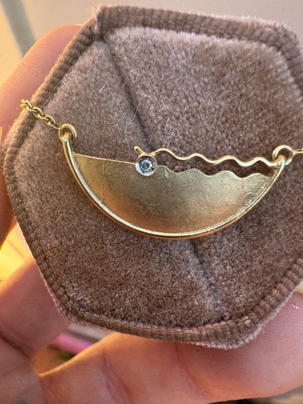 Antique solid 10k gold genuine diamond art deco necklace - Picture 5 of 13